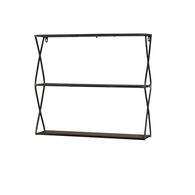 Metal / Wood 25" 3 Tier Wall Shelf, Brown