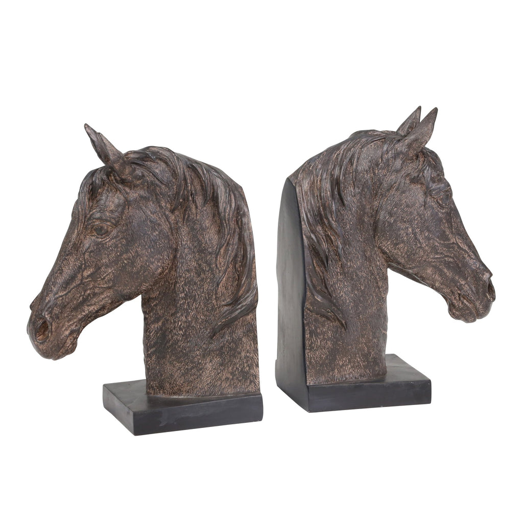 S/2 Resin 11" Horse Head Bookends, Rust