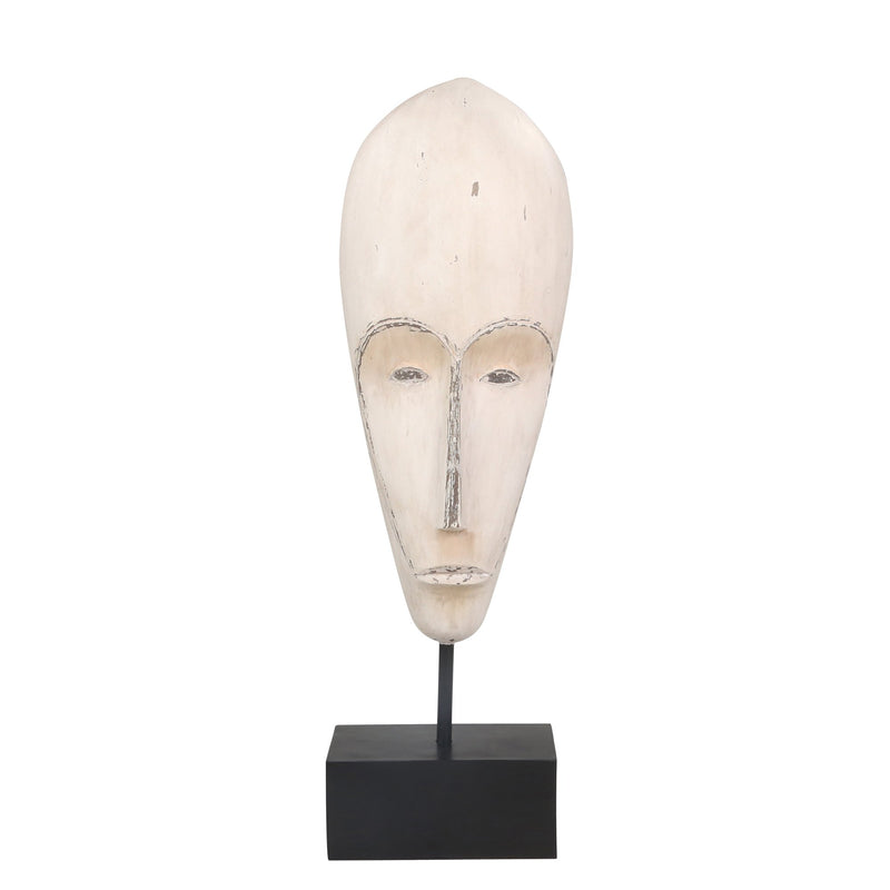 Resin 33" Mask On Stand, Cream- Kd
