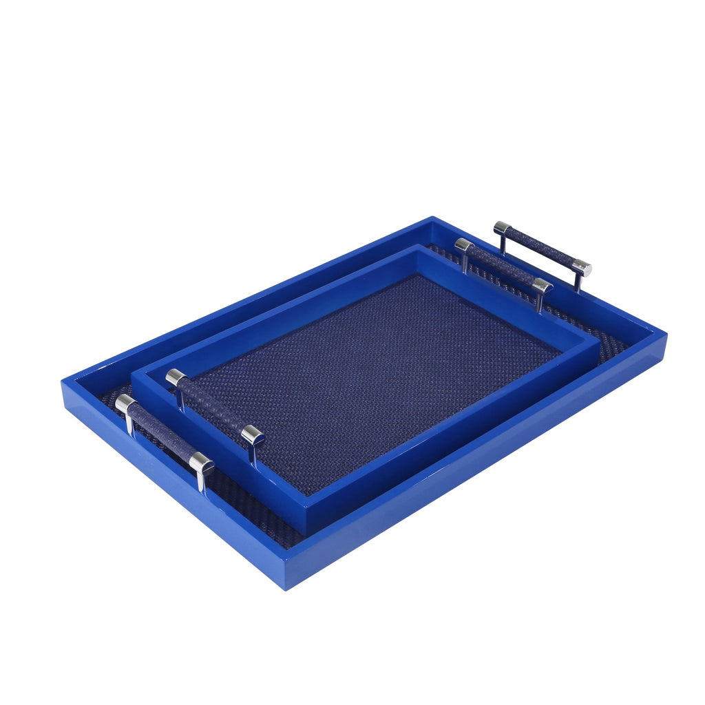 S/2 Decorative Trays, Navy