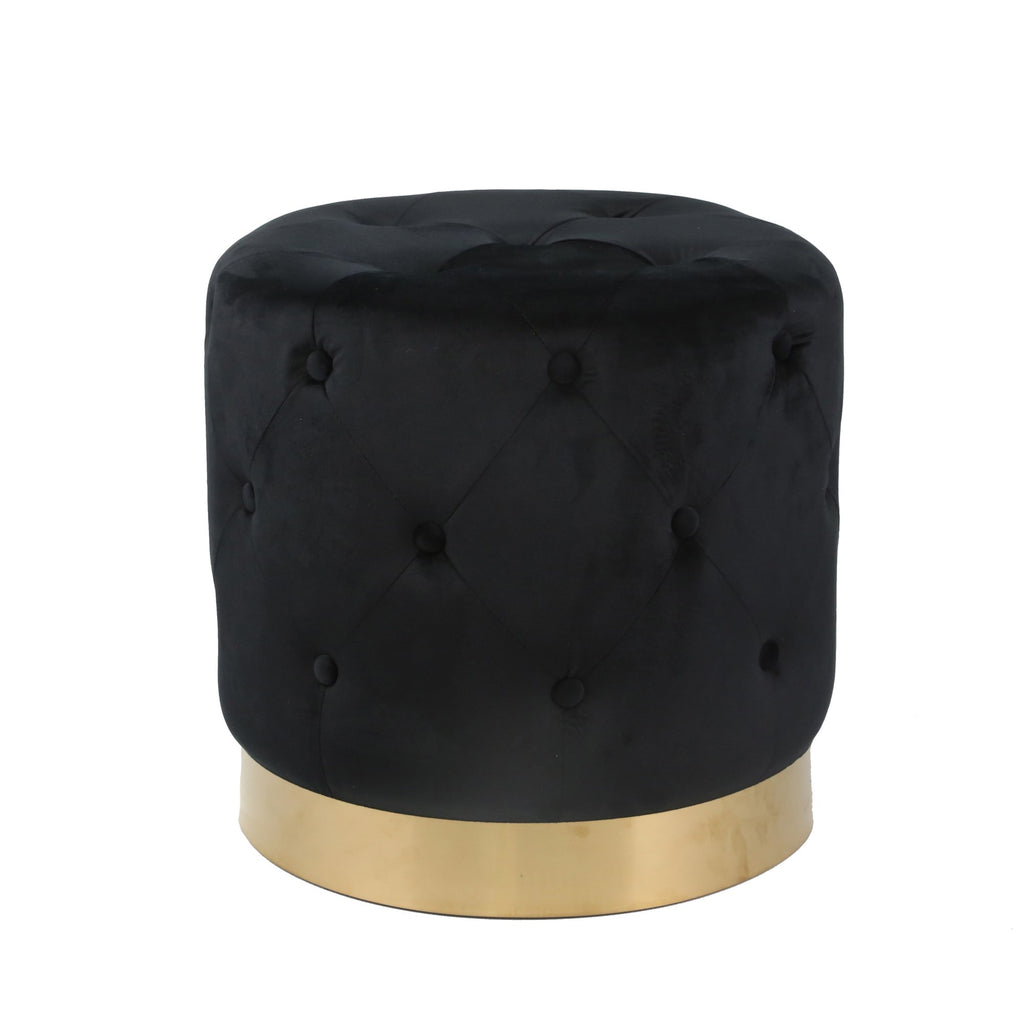 Tufted 18" Ottoman, Black