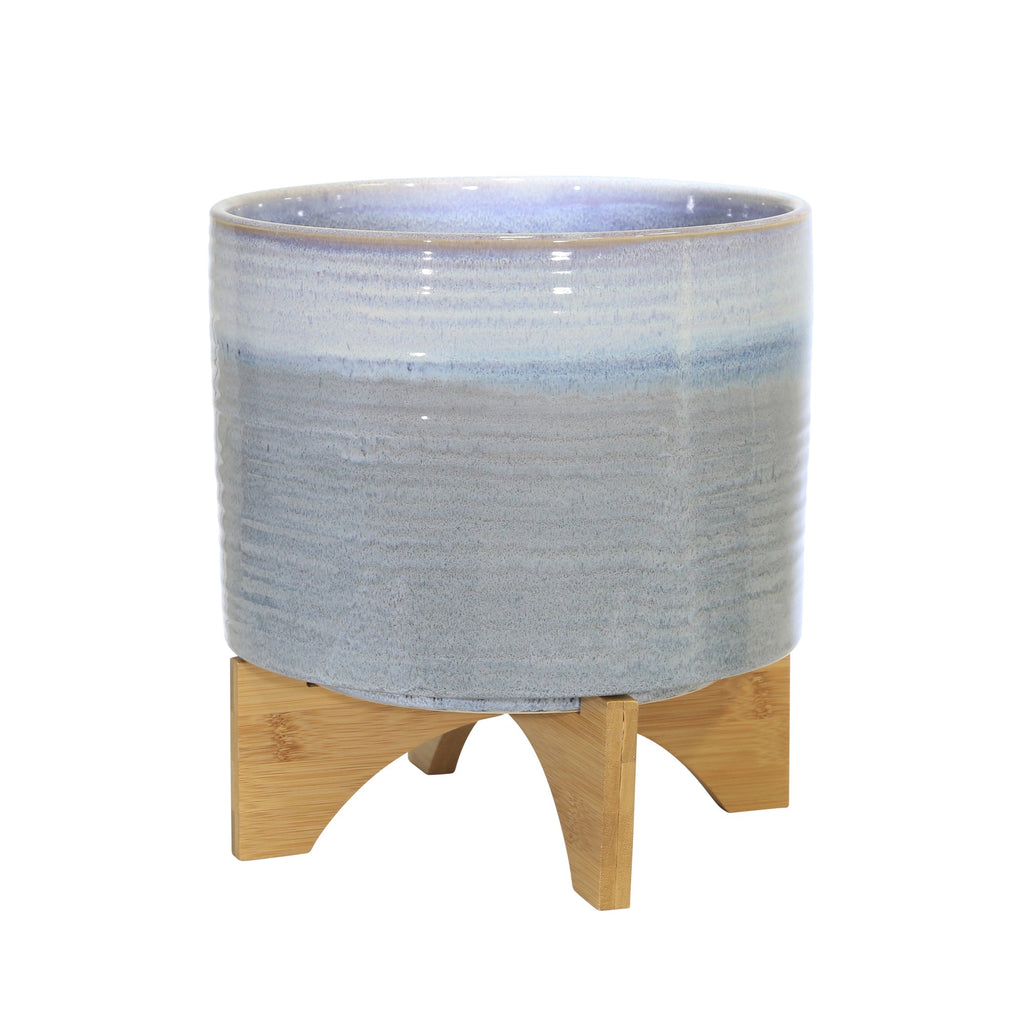 Ceramic 12" Planter On Stand,Blue Fade