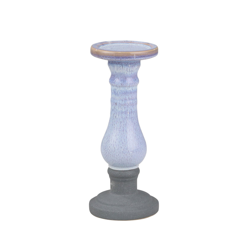 Ceramic 11" Candle Holder, Blue Stripe