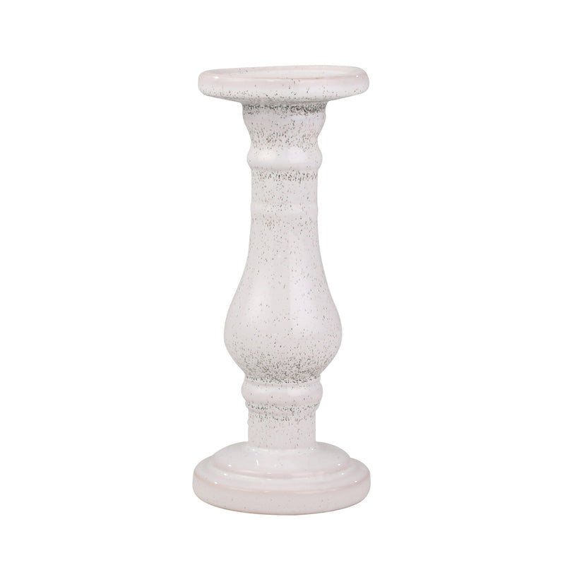 Ceramic 11" Candle Holder, White Speckle