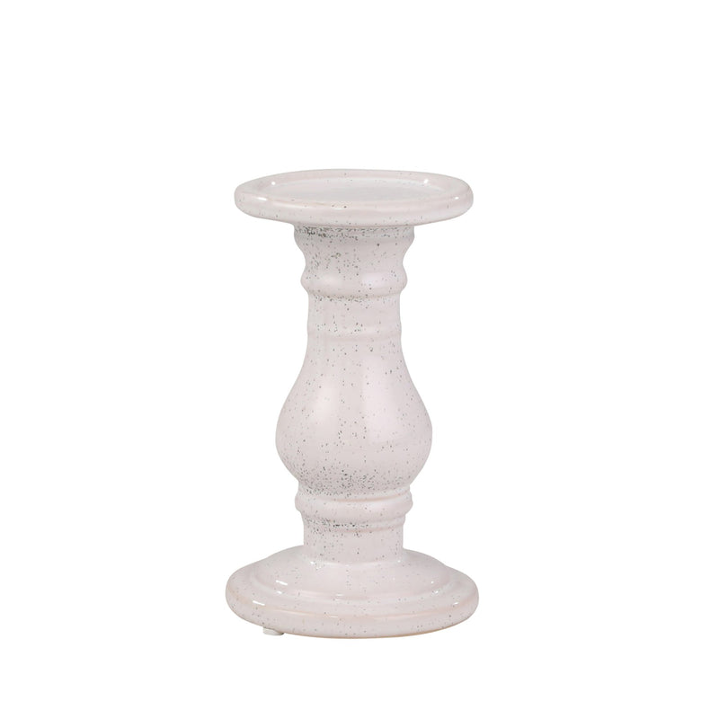 Ceramic 8" Candle Holder, White Speckle