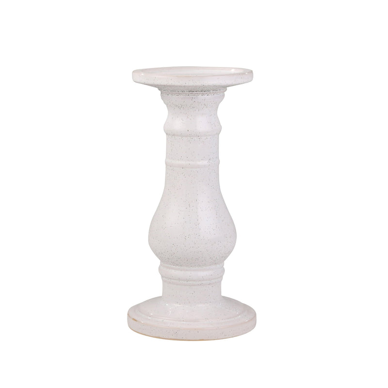 Ceramic 18" Candle Holder, White Speckle