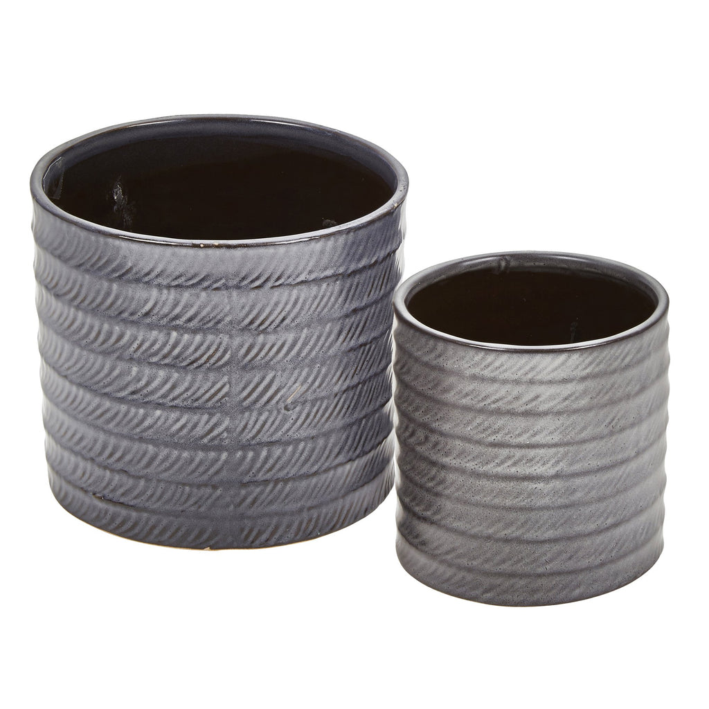 S/2 Ceramic 7/5" Planters, Black