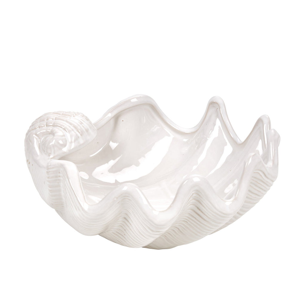 Ceramic 11.5" Seashell Planter, White