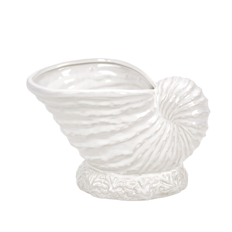 Ceramic 14" Seashell Planter,White