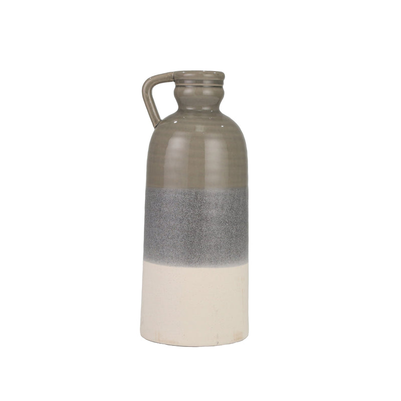 Ceramic 19.5" Decorative Bottle, Gray / Ivory