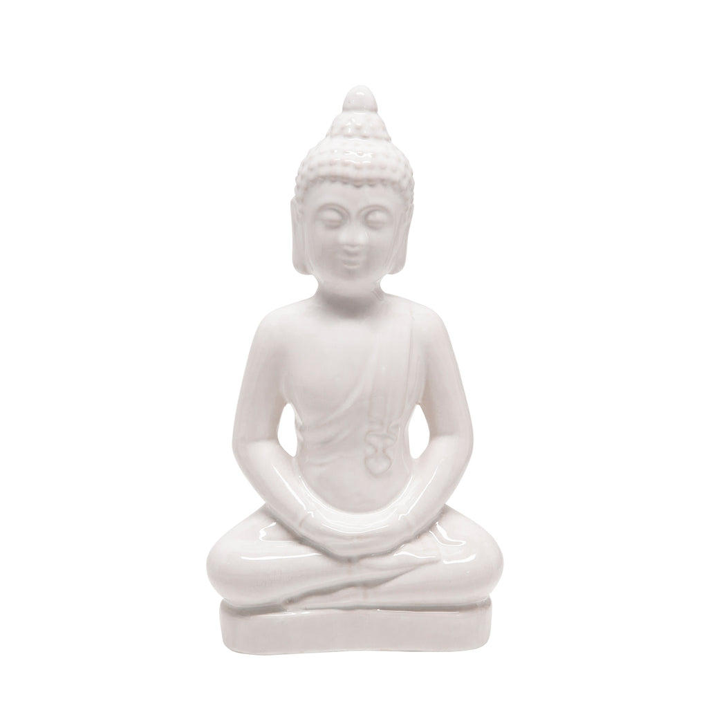 Ceramic 17.75" Buddha Figurine, White