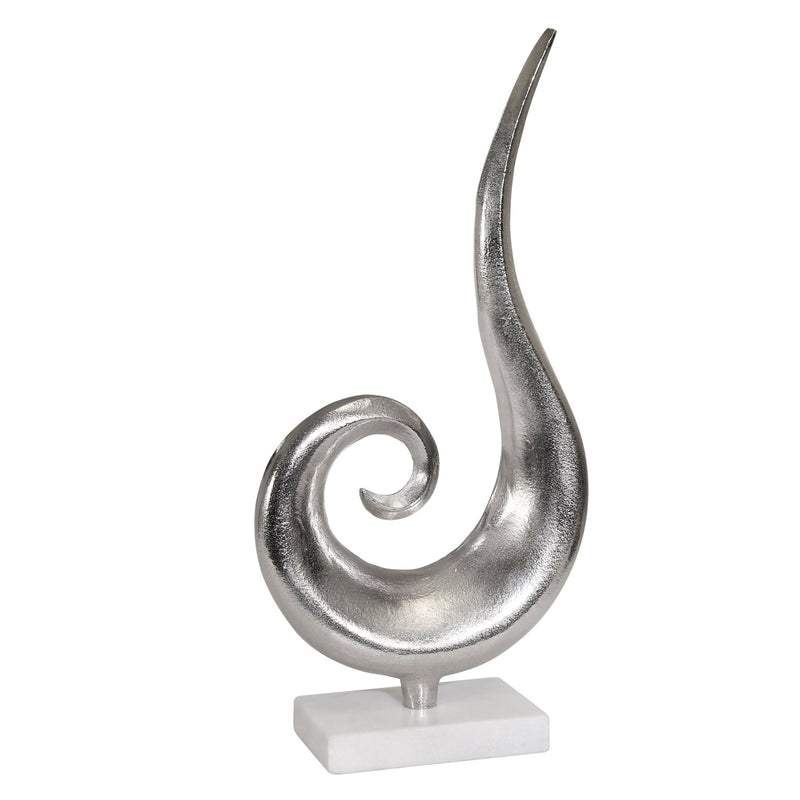 Aluminum Sculpture On Marble,19" Silver