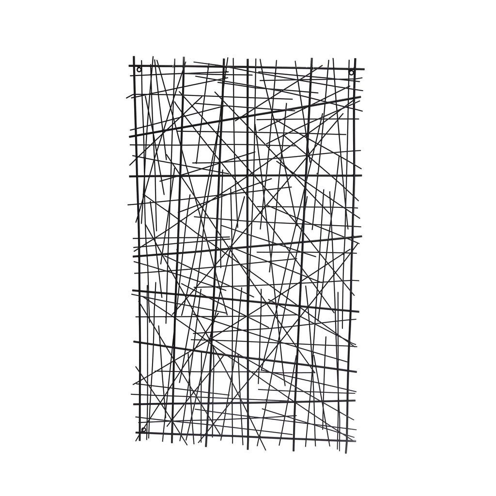 Metal 29" Rectangular Wire Wall Art, Black Wb