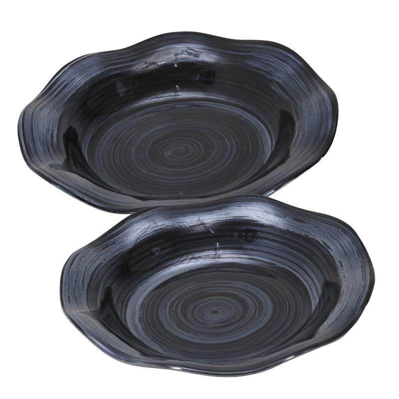 S/2 Ceramic 17/15" Decorativeplates, Pearl Black
