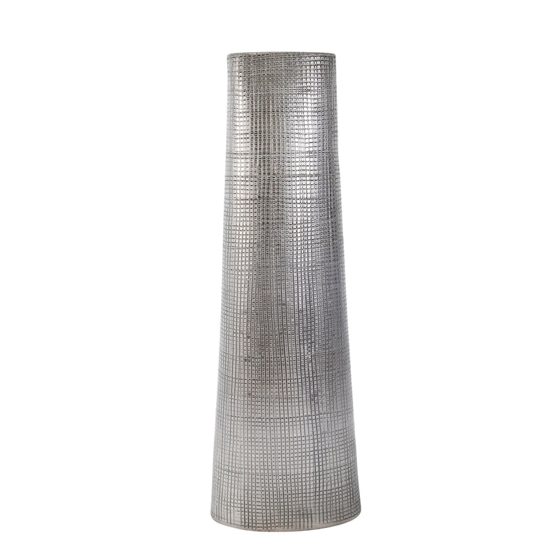 Ceramic 24" Cone Vase, Silver