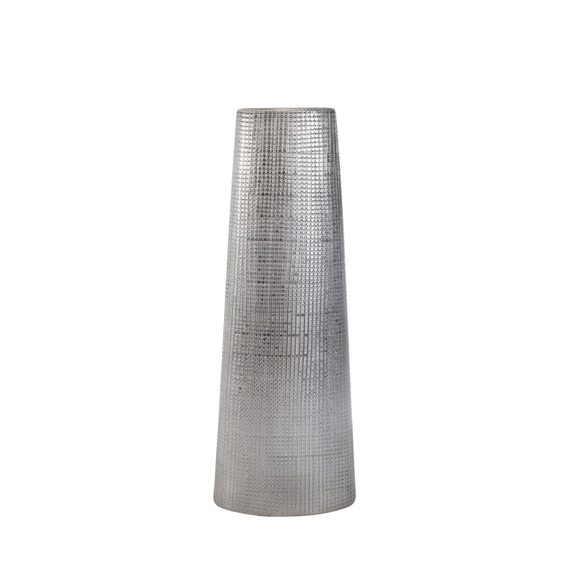 Ceramic 20" Cone Vase, Silver