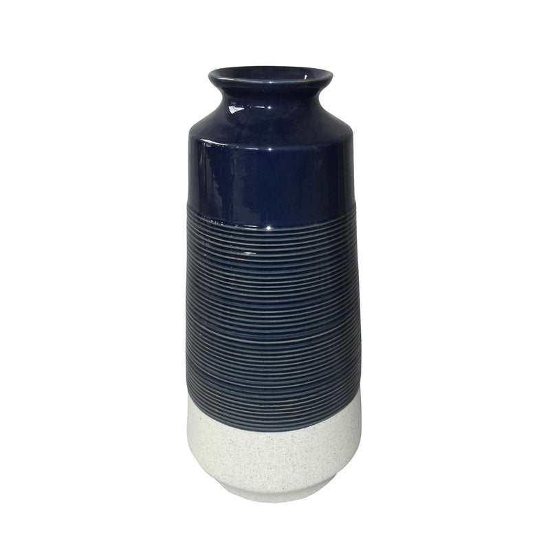 Ceramic 17" Vase, Dark Blue