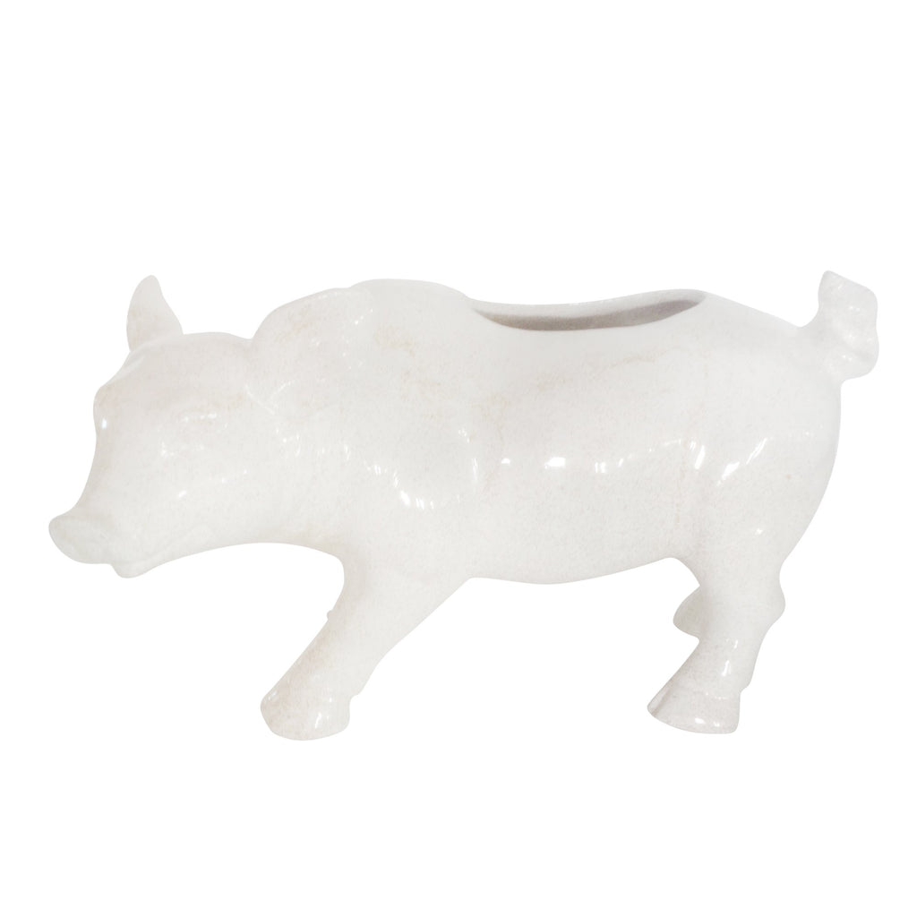 Ceramic 20" L Pig Planter, White