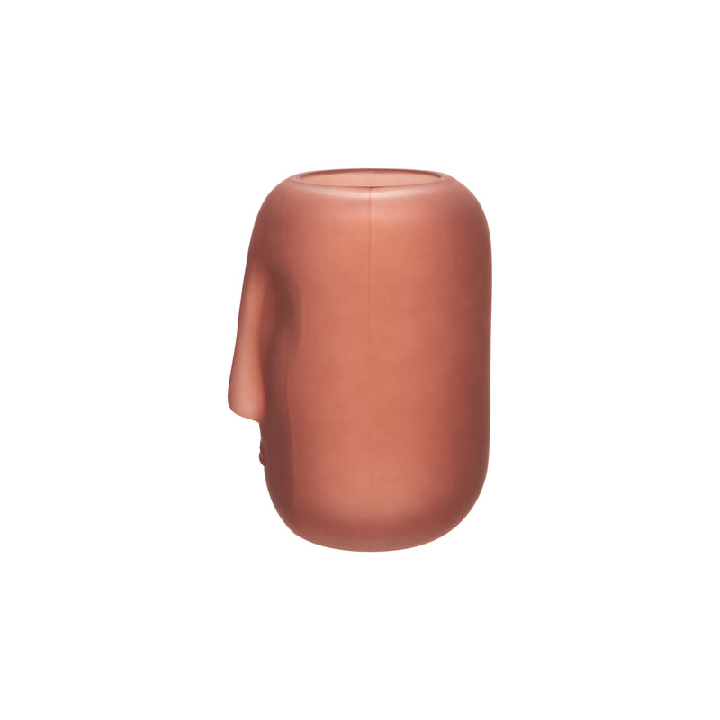 Glass 10", Face Vase, Pink