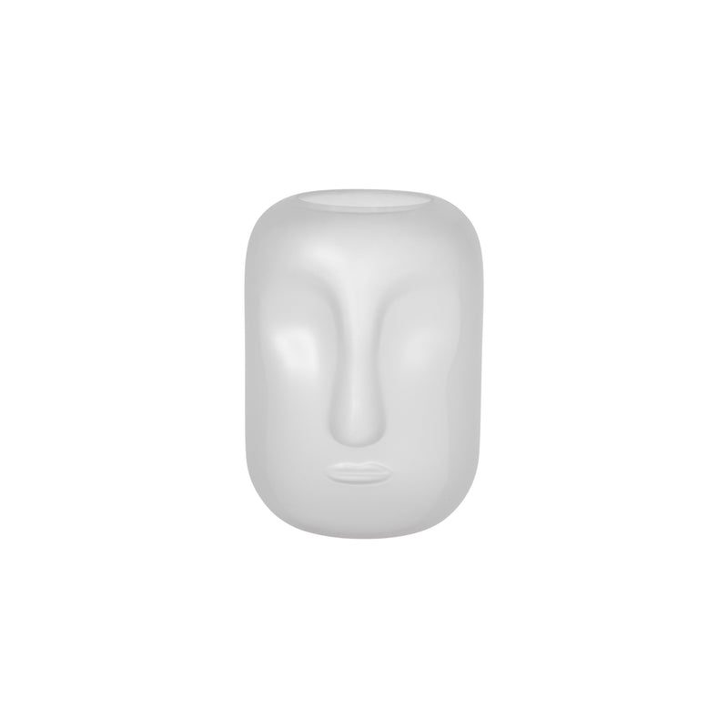 Glass 10" Face Vase, White