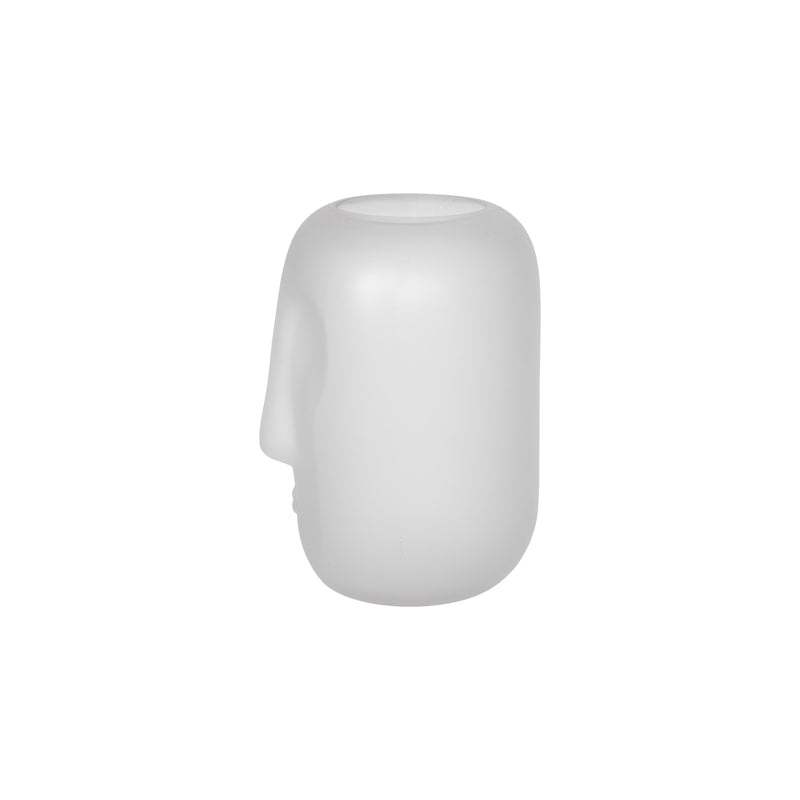Glass 10" Face Vase, White