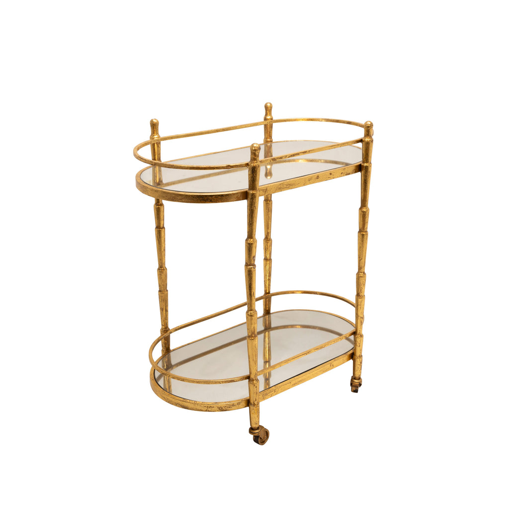 Metal 28" 2 Tier Bar Cart, Gold