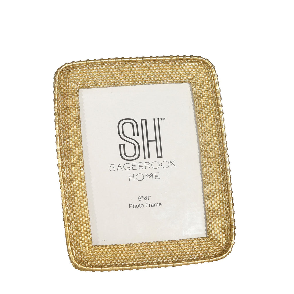 Resin, 8" Weave Patt Photo Frame, Gold