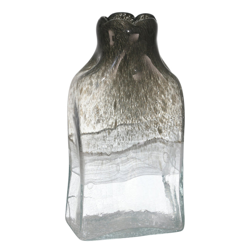 Glass 13" Bottle Vase, Smoke