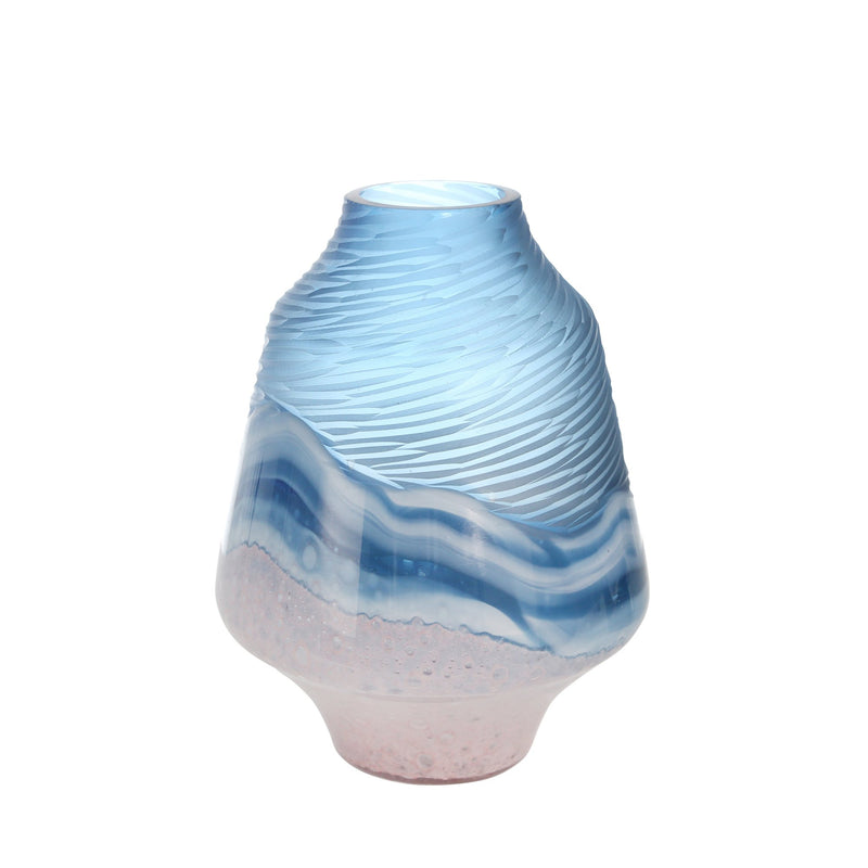 Glass 11" Vase Blue/Pink