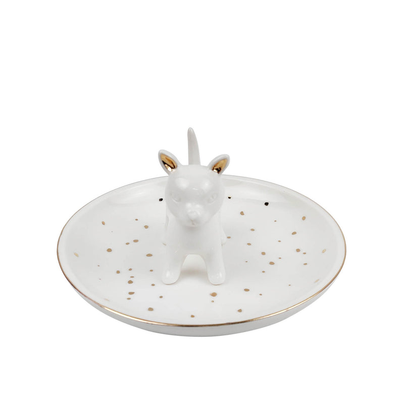 Ceramic 6" Trinket Tray, Dog,White