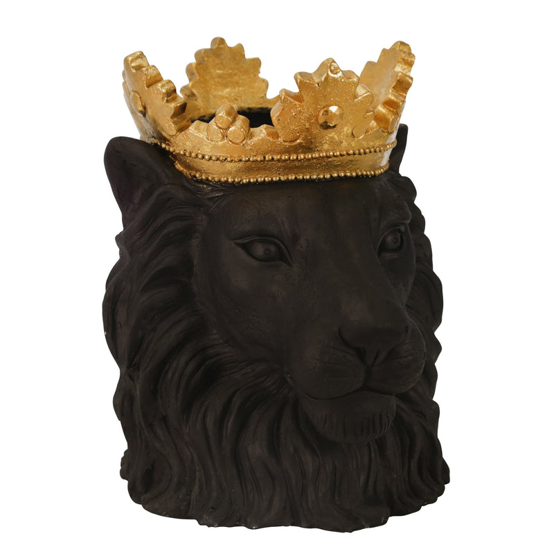 Resin 16" Lion W/Crown, Brown