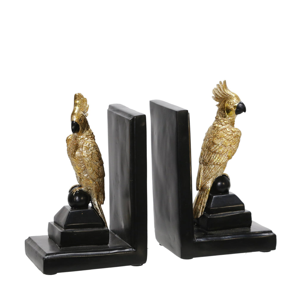 S/2 8"H Cockatiel Book Ends, Gold
