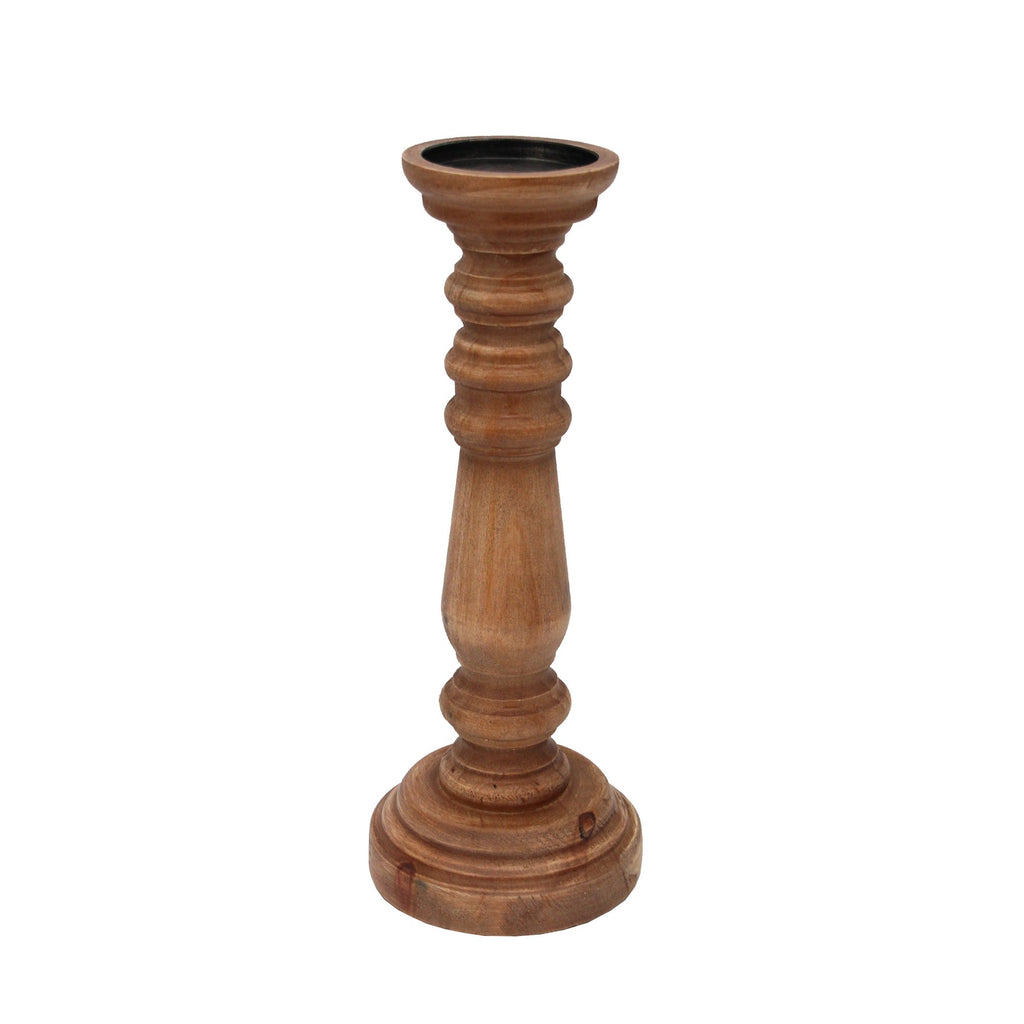 Wood 14", Candle Holder Washed, Brown