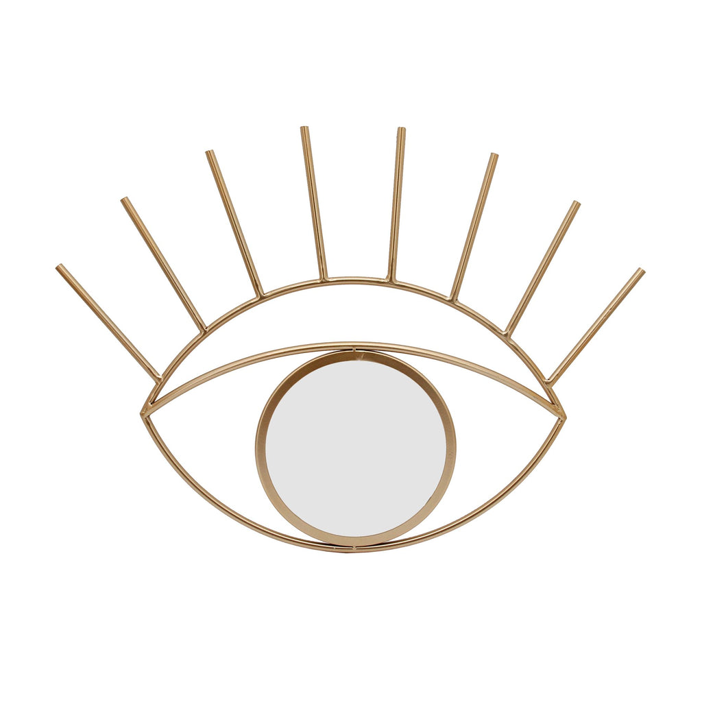 Metal 23" Eye Wall Decor W/ Mirror, Gold