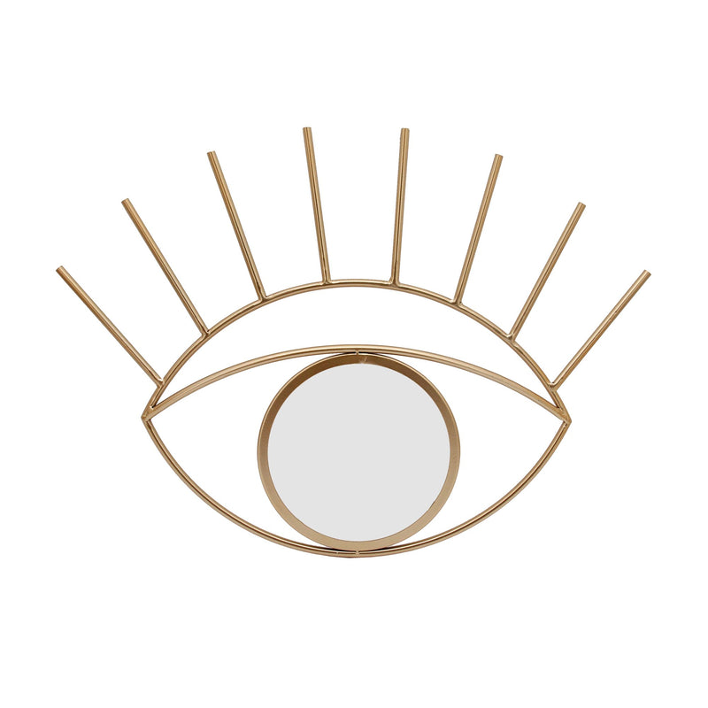 Metal 23" Eye Wall Decor W/ Mirror, Gold