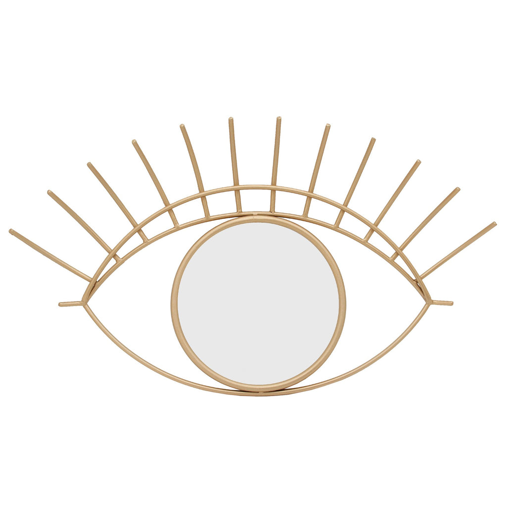 Metal 32" Eye Wall Decor W/ Mirror, Gold