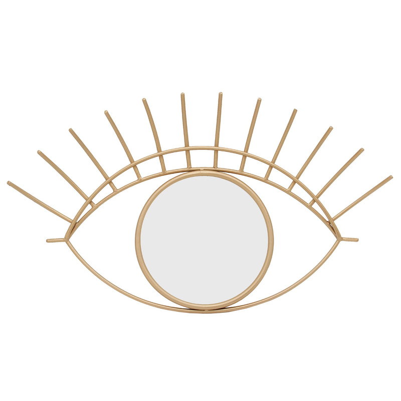 Metal 32" Eye Wall Decor W/ Mirror, Gold