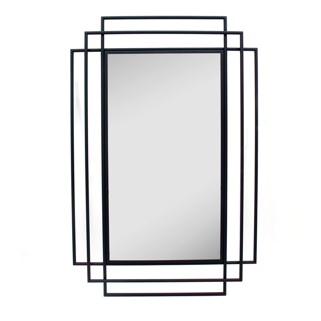 Metal 24" Rectangular Mirror,Black Wb