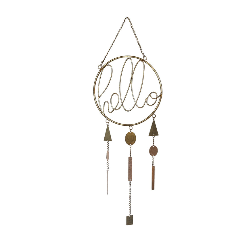 Metal 25" Wall Hello Deco,  Gold