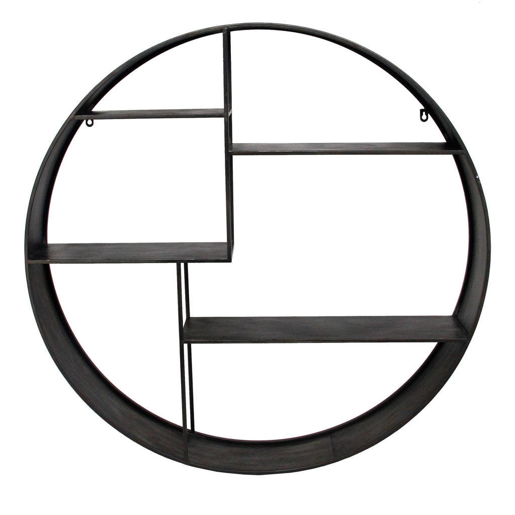 Metal 36" Round Wall Shelf, Gray