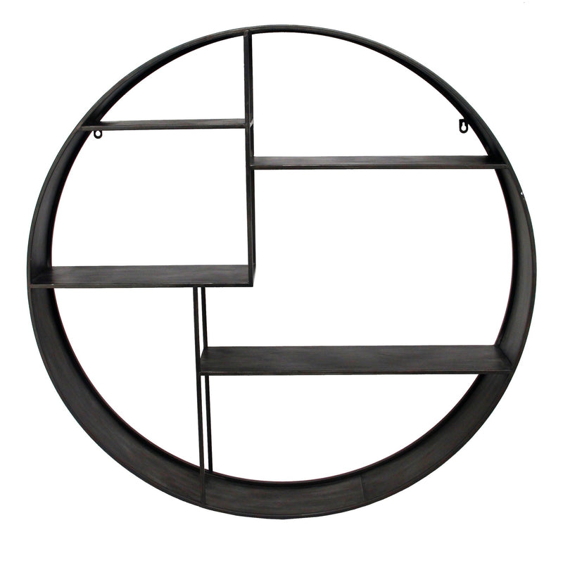 Metal 36" Round Wall Shelf, Gray