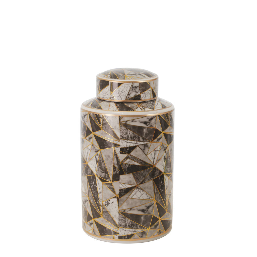 Ceramic 12" Covered Jar, Abstract, Multi