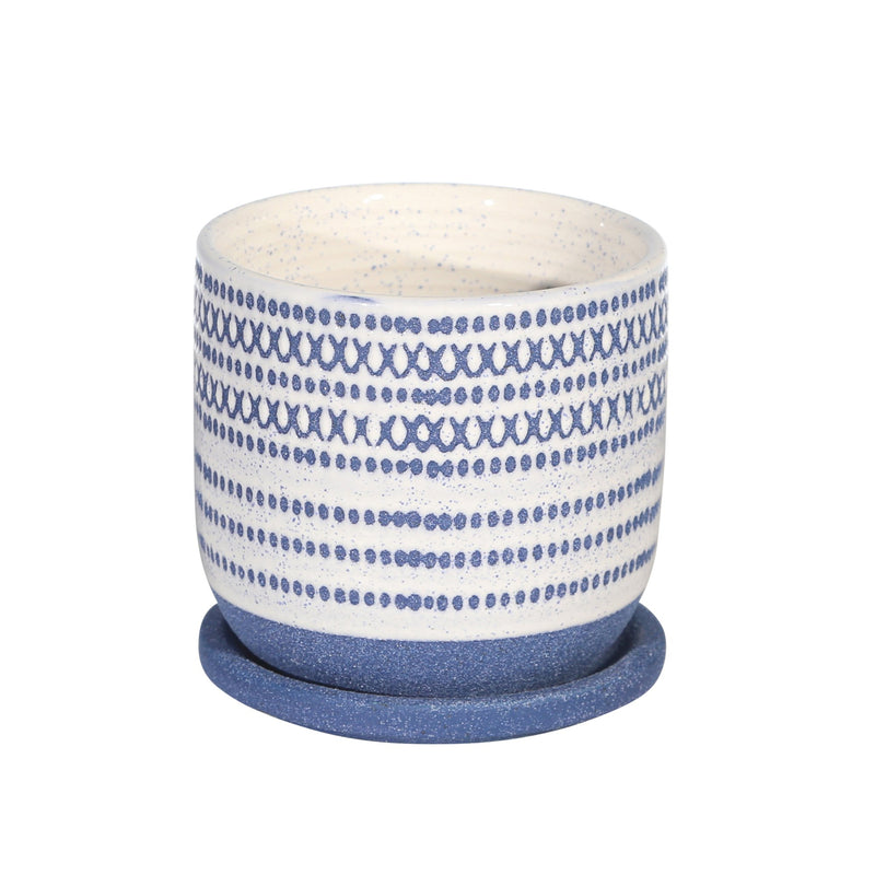 Ceramic 5" Planter W/ Saucer, Blue