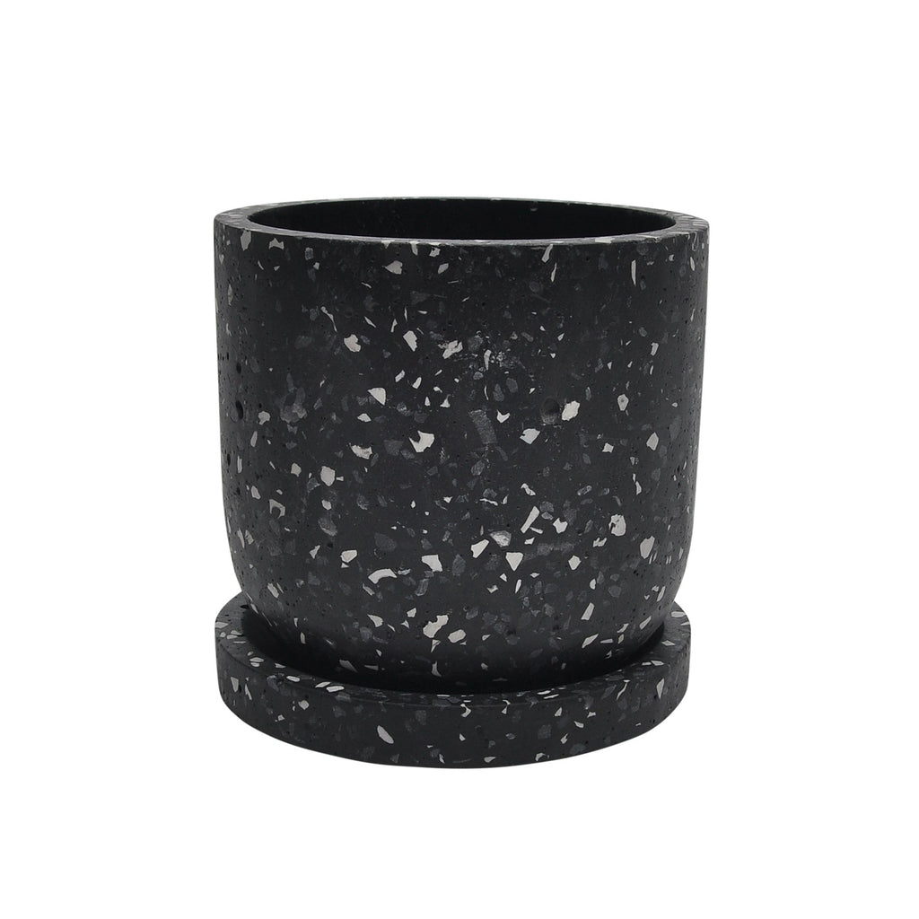 Terrazo 4.5" Planter W/ Saucer, Gray