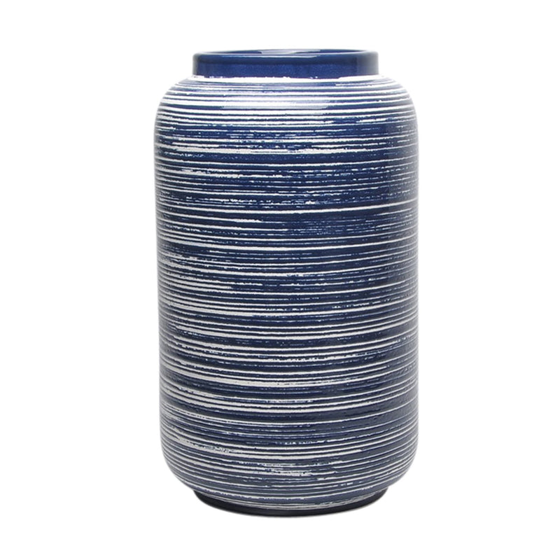 Ceramic 21" Deco Textured Vase, Navy