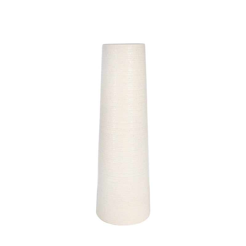 Ceramic 24" Deco Tube Vase, White