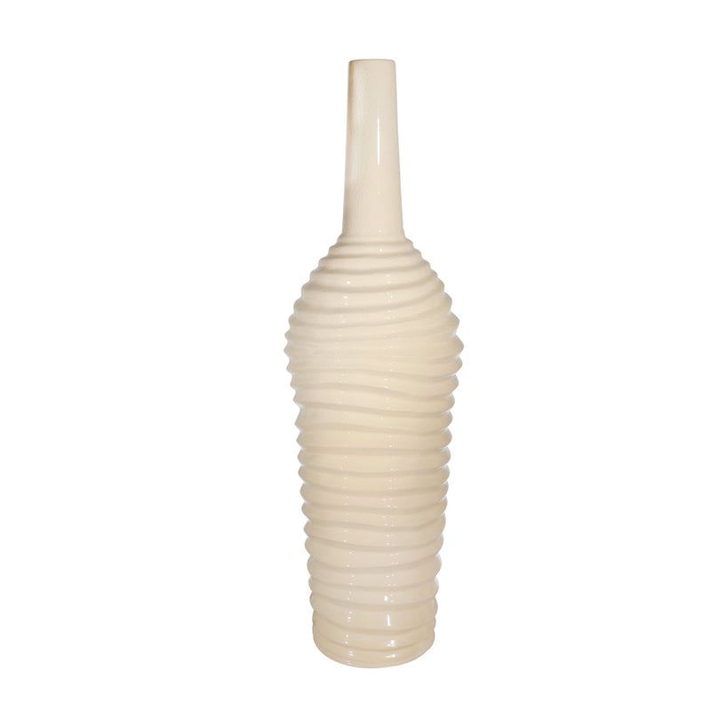 Ceramic 29", Crackled Vase, Beige