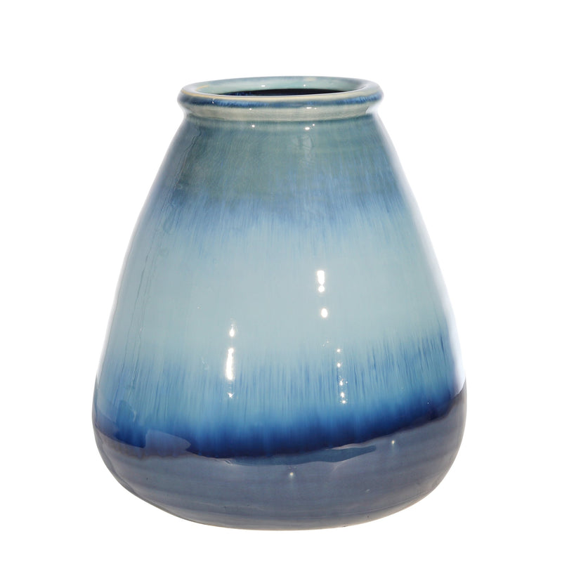Ceramic 11" Vase, Reactive Blue
