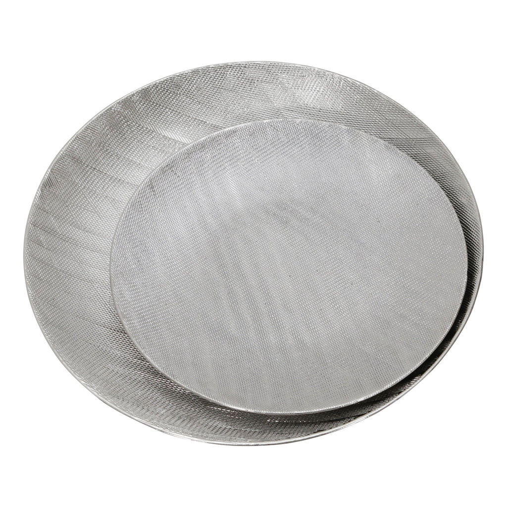 S/2 Ceramic 19/16" Plates W/ Scratch Finish, Silver