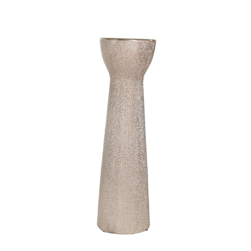 Ceramic 14" Bead Candle Holder Champagne